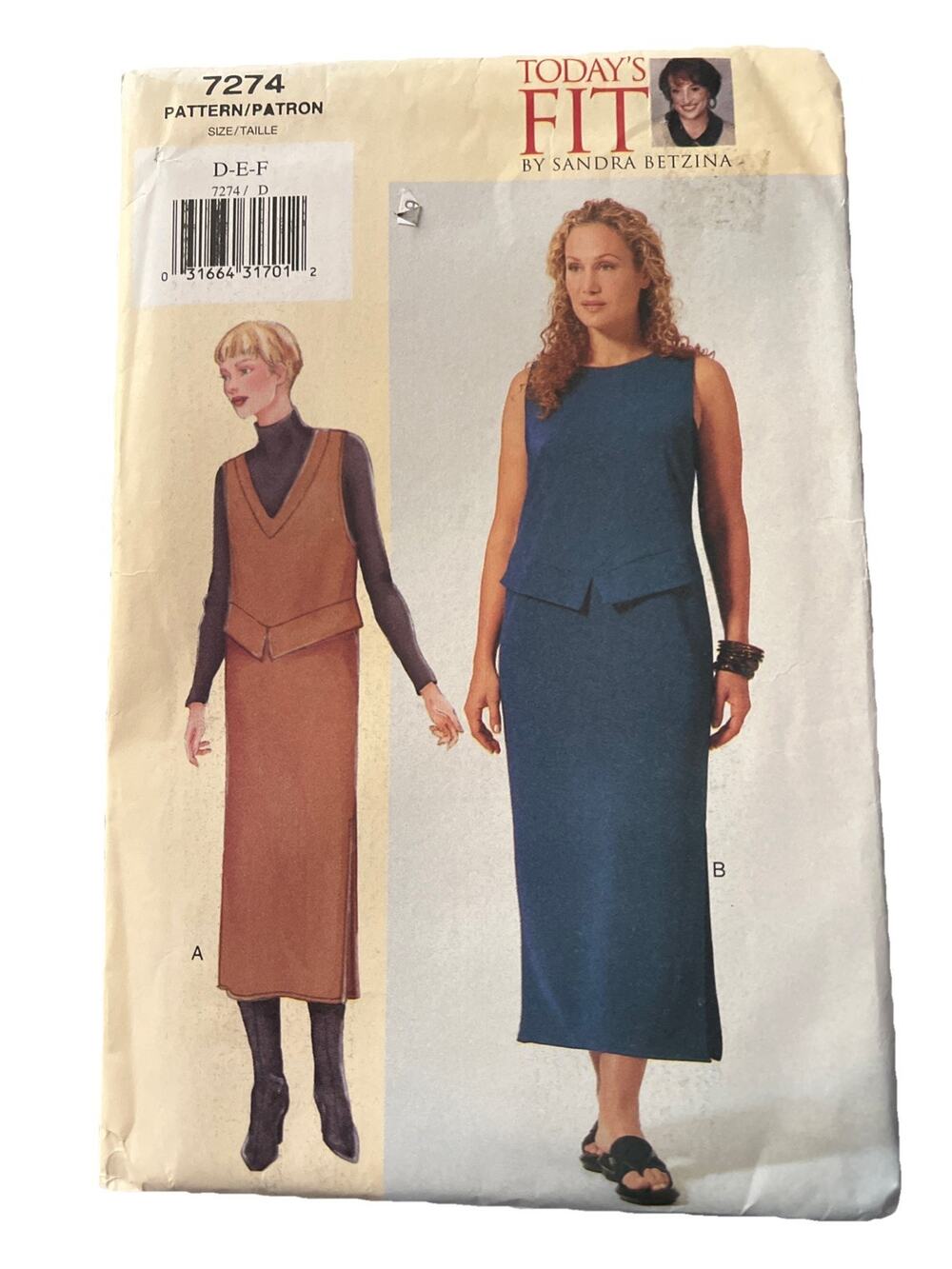 Vogue Sewing Pattern 7274 Misses Petite Jumper Dress Career Size D B/38 W/32 UC